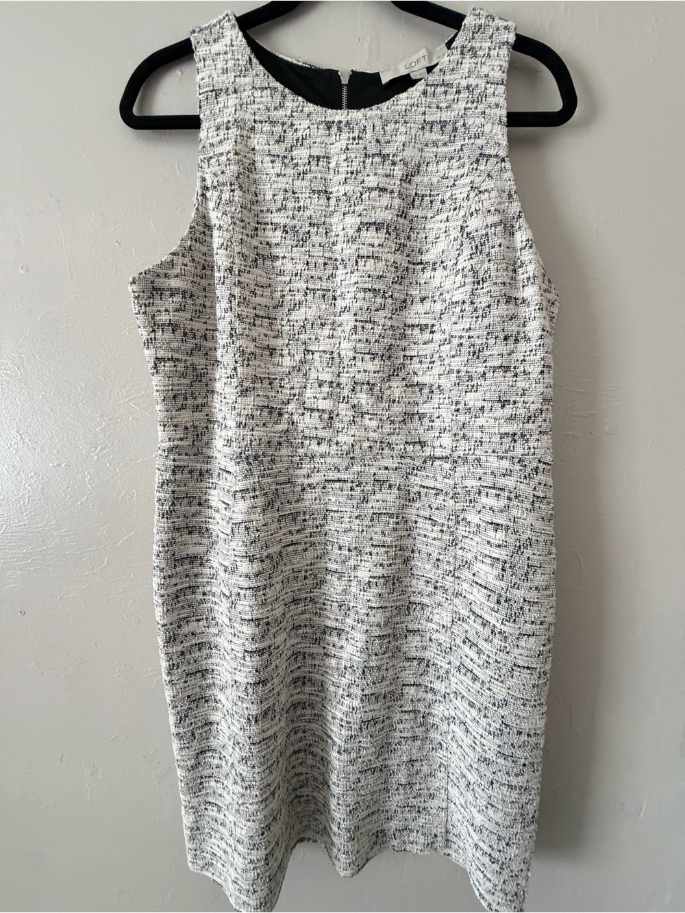 LOFT White and Black Tweed Sheath Dress
